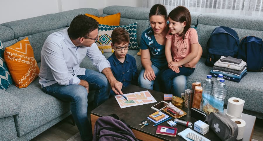 Dad showing loved ones where to meet during a crisis